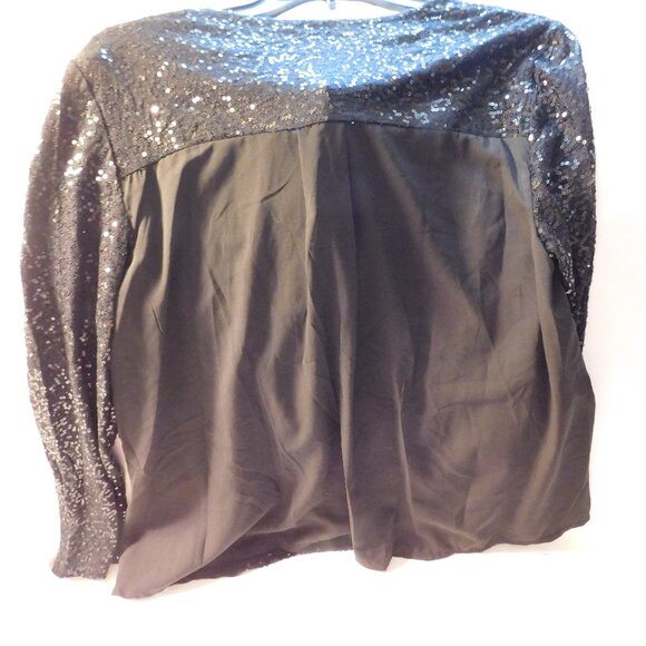 Jones New York Black Sequin Cowl Neck Long Sleeve Bouse Size Woman's Large NWT - Picture 3 of 6